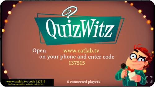 A screenshot of the start screen of QuizWitz